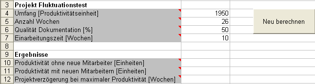 Simulation Fluktuation: Projektdaten